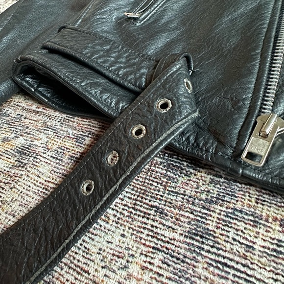 Vintage Leather Moto Biker Jacket - Picture 2 of 10